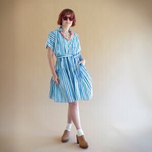 La Lou Blue Stripe Wrap Dress – Coastal Summer Dress NWT